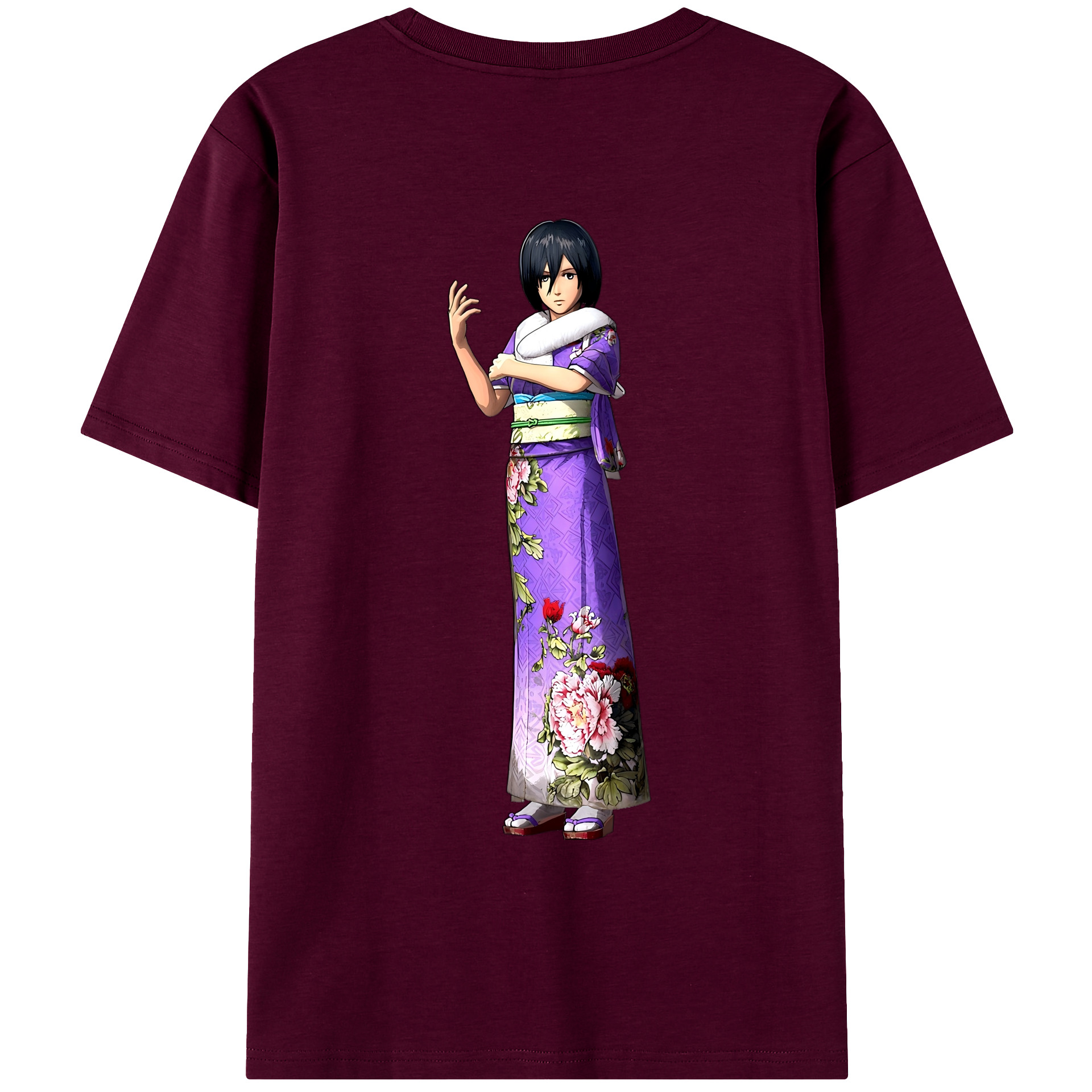 （画像用） 進撃の巨人 ミカサ·アッカーマン Attack on Titan Mikasa Ackerman レディース半袖Tシャツ(バックプリント)